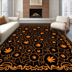 Orange Leaf Cell Network Border Rug