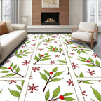 Red Snowflakes Green Holly Vines Rug