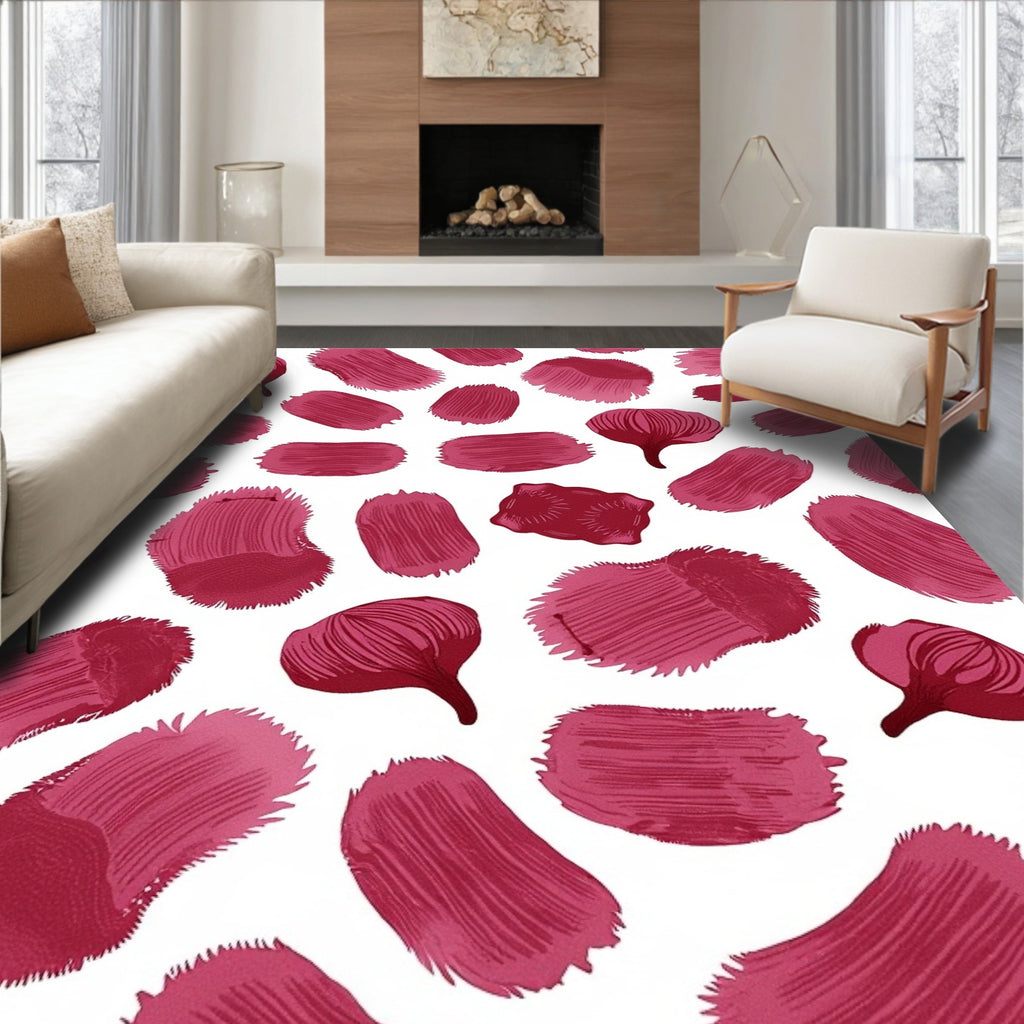 Crimson Brushstroke Bloom Scatter Rug