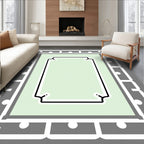 Pale Green White Bordered Geometric Rug