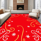 Crimson Red White Yellow Swirls Stars Rug