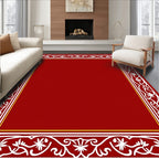 Rich Red Floral Vine Border Rug
