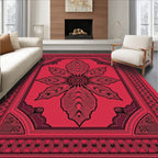 Ornate Red Bloom Border Rug