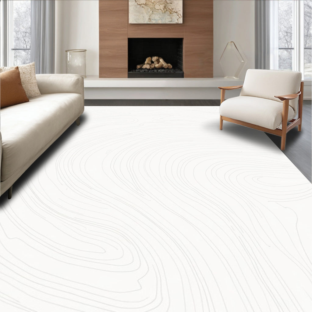 Abstract Ivory Contour Lines Rug