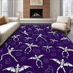 Dancing Skeletons Bat Wing Purple Rug