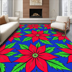 Radiant Red Poinsettia Bloom Rug
