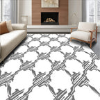 Gray Houndstooth Interlocking Links Rug