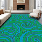 Green Blue Swirling Triangles Abstract Flow Rug