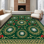 Emerald Gold Floral Snowflake Medallion Rug
