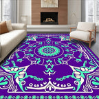 Purple Mint Green Mandala Medallion Rug