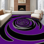 Vivid Purple Black Swirling Vortex Rug