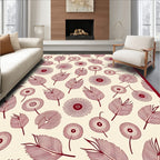 Crimson Feather and Flower Collage Rug