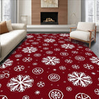 Crimson White Snowflake Medley Rug