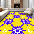 Vibrant Yellow Blue Starburst Rug