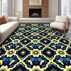 Navajo Inspired Blue Yellow Kaleido Rug