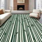 Dark Green Vertical Bamboo Stripes Rug