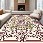 Deep Red Ivory Intricate Floral Medallion Rug