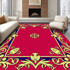 Crimson Yellow Blue Floral Corner Frame Rug