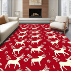 Crimson Cream Reindeer Snowflake Repeat Rug