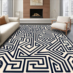 Bold Navy Maze Linear Rug