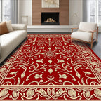 Crimson and Gold Floral Medallion Rug