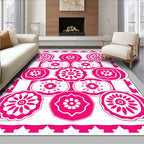 Vibrant Pink Floral Medallion Arrangement Rug