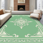 Vintage Green Floral Ornamental Rug