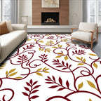 Burgundy and Gold Leafy Vines Rug