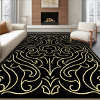 Elegant Gold Filigree Scrollwork Rug