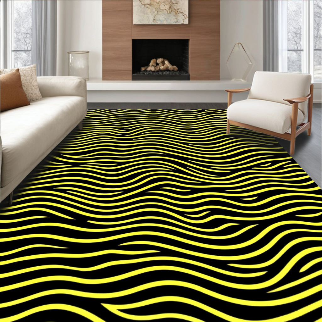 Bold Yellow Wavy Lines Rug