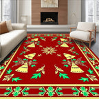 Crimson Botanical Bell Mandala Rug