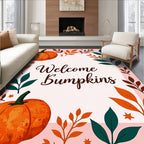 Autumn Pumpkin Leaf Border Rug
