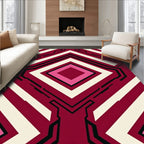 Crimson Pink Diamond Tech Geometric Rug