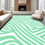 Pale Green Abstract Zebra Stripes Rug
