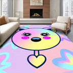 Whimsical Kawaii Bear Pastel Starburst Rug