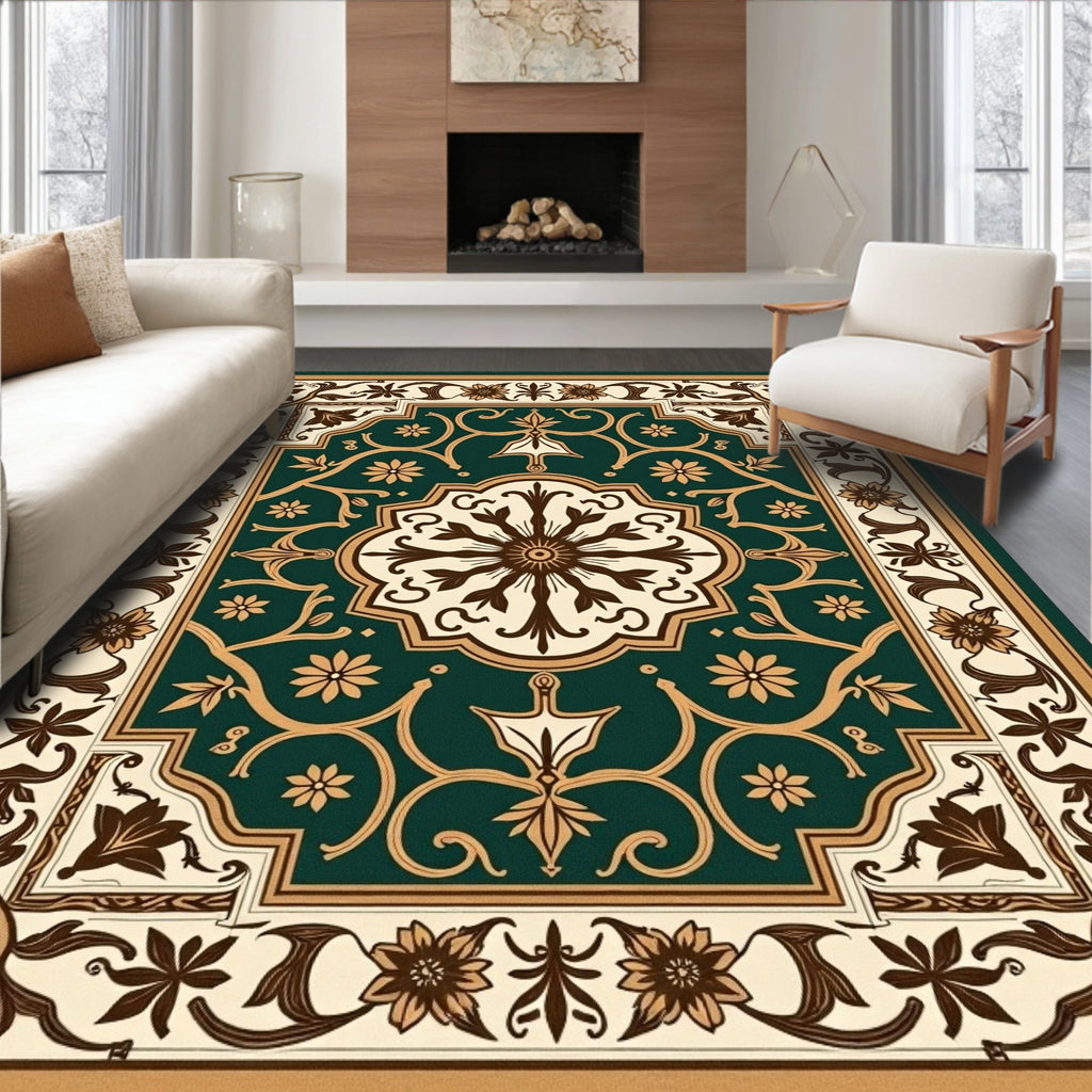 Victorian Emerald Floral Medallion Rug