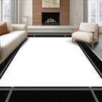 Modern Geometric Black Gray Border Rug