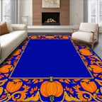 Vibrant Orange Pumpkin Foliage Border Rug