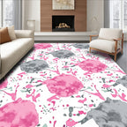 Pink Gray Abstract Splatter Cloud Rug