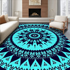 Bold Teal Mandala Rays Rug