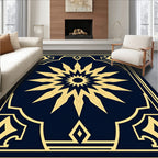 Gold Sunburst Geometric Frame Rug