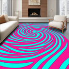 Vibrant Pink Cyan Swirl Rug