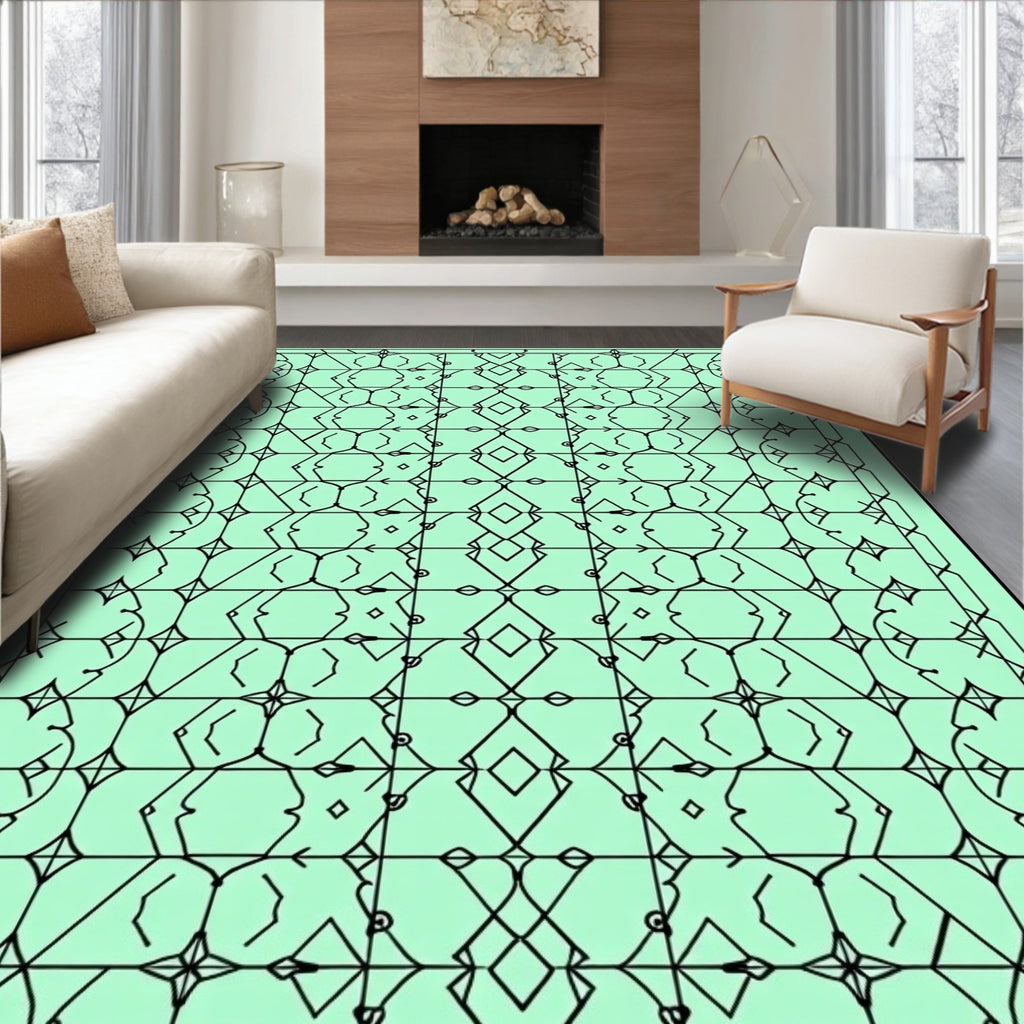 Black Diamond Geometric Symmetry Rug