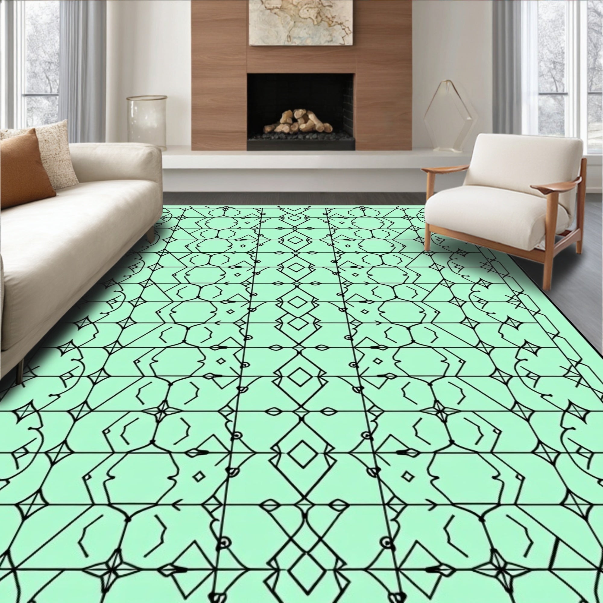 Black Diamond Geometric Symmetry Rug