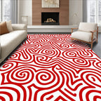 Bold Red Abstract Swirl Rug