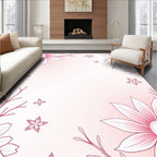 Coral Pink Floral Branch Border Rug
