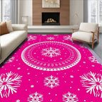 Vibrant Pink Snowflake Mandala Rug