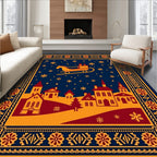 Winter Village Sleigh Ride Snowflakes Rug