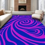 Vibrant Blue Pink Swirl Abstract Rug