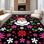 Santa Claus Snowflakes Holly Christmas Fun Rug